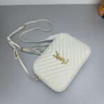 YSL MONOGRAM SAINT LAURENT LOU quilted leather camera bag white with gold hardware 520534 size: 23*16*6CM - Image 7