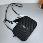 YSL MONOGRAM SAINT LAURENT LOU quilted leather camera bag black with sliver hardware 520534 size: 23*16*6CM - Image 6