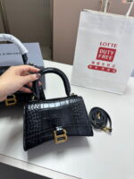 Balenciaga hourglass crocodile with gold buckle size S: 19*8*21cm  L: 23x10x24cm