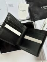 CELINE Black printing Short Wallet Size:11*10*5cm - Image 5