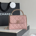 Chanel dark horse Kelly lychee colored cowhide long handle bag