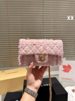 Chanel 22k woolen chain bag pink size: 20*11cm - Image 6