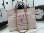 Chanel canvas tote bag Pink light gold size: 38cm - Image 2