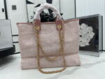 Chanel canvas tote bag Pink light gold size: 38cm - Image 5